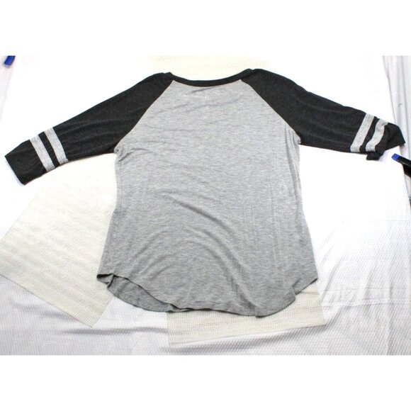 Stranger Things Raglan Sleeve Baseball Tee With "The Upside Down" Graphic Gray/B - Picture 6 of 6